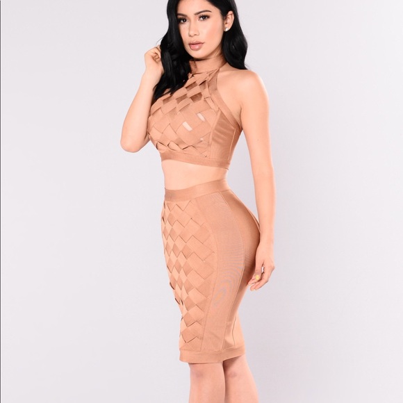Find Me At The Bar Bandage Set - Taupe - Picture 1 of 5
